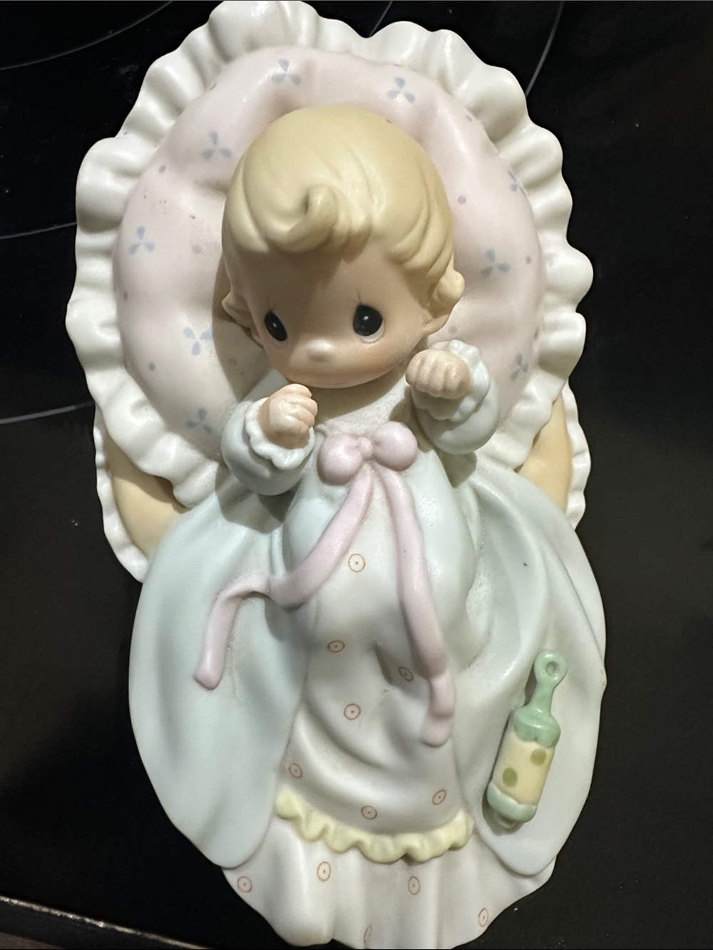 Precious Moments Pastel Pink and White Baby Figurine